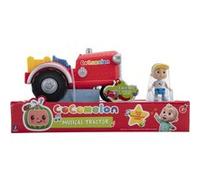 Bandai - CoComelon - Tracteur musical rouge - véhicule qui joue la chanson "Old MacDonald" (en anglais) et des sons d'animaux - Tracteur musical et sa figurine 7 cm - WT0038