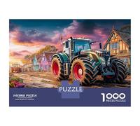 Tracteur on Muddy Road Jigsaw Puzzle 1000 Pièce pour Les Adultes Art de la scène Rurale et Paysanne Jeu De Puzzle Cadeaux pour Adultes 100% Carton Recyclé Décoration De Maison 52x38cm/1000pcs