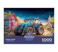 Tracteur on Village Road Jigsaw Puzzles 1000 Pièce pour Les Adultes Art de la scène Rurale et Paysanne Jeux ÉduChatifs Puzzle Cadeaux pour Adultes 100% Carton Recyclé Puzzle Décoratif 70x50cm/1000pcs