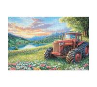 Tracteur Orange Champ de Campagne 1000 Pieces Casse-tête Débutant en Carton Anti-Déchirure Facile Apprentissage Loisir Créatif Décoration Murale Petit Prix Pas Cher 1000 PCS