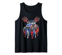 Tracteur Patriotique USA Drapeau Design Farmer Pitchfork Drip Débardeur