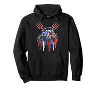 Tracteur Patriotique USA Drapeau Design Farmer Pitchfork Drip Sweat à Capuche