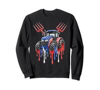 Tracteur Patriotique USA Drapeau Design Farmer Pitchfork Drip Sweatshirt