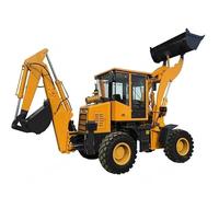 Tracteur-pelleteuse compacte avec chargeur frontal et bras d'excavatrice - Mini chargeuse sur pneus pour creuser, creuser, creuser, terrassement et développement rural