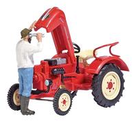 Tracteur Porsche Réparation H0 - BUSCH - Modèle fini - Capot moteur ouvert - 1 pièce