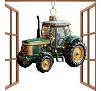 Tracteur pour arbre de Noël - Pendentif de tracteur en acrylique pour Noël, décoration plate en deux dimensions saisonnière pour café, restaurant, chambre, rebord de fenêtre