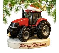 Tracteur pour arbre de Noël, suspensions de tracteur en acrylique pour arbres de Noël, booster l'atmosphère hivernale de Noël en 2D plat