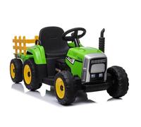 Tracteur Pour Enfants Avec Remorque Voiture Électrique Télécommande LED MP3 Vert