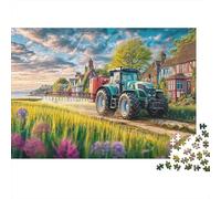 Tracteur pulvérisant Un Champ 1000 PC Carton DIY Style Paysage Ferme Rural Puzzle, Jeu Famille Défiant 12+, Soulagement Stress, Couleurs Vives & Décor Mural Maison 52x38cm/1000pcs