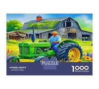 Tracteur, Puzzle de Casse-tête en Papier épais, Tracteur Vert dans Une Ferme de tournesols, adapté aux débutants, Cadeau pour Enfants, 52x38cm/1000pcs