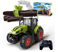 Tracteur RC Tracteur jouet à partir de 2 3 4 ans,Tracteur télécommandé Télécommandé (avec grappin en bois et 3 troncs d'arbre)