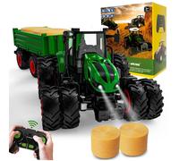 Tracteur RC Tracteur télécommandé avec remorque, tracteur jouet à partir de 3 ans Tracteur agricole télécommandé avec son et