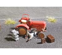 Tracteur Réparation Avec Mécanicien Figurine et Accessoires Oo / Ho Busch 7937
