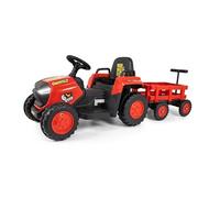 Tracteur rouge avec remorque