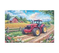 Tracteur Rouge Champ de Ferme 1000 Pièces Puzzle pour Ado en Carton Haute Qualité Épais Facile Débutant Jeu De Société Cadeau Fête des Pères Petit Prix Qualité Premium 1000 PCS