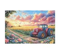 Tracteur Rouge de Campagne 1000 Pièces Puzzle Adolescent en Carton Rigide Difficulté Moyenne Activité ÉduChative Voyage Déplacement Cadeau Anniversaire Petit Prix 1000 PCS/75x50cm