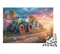 Tracteur Route Puzzle 1000 Pièces Carton Recy oucher Soleil Passionné De Puzzle Anti-Stress Cadeau d'affaire Facile À Ranger sans Écran 52x38cm/1000pcs