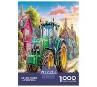 Tracteur ruralJigsaw Puzzle Jeu Difficile pour Les 1000 Pièces Paysage Village Dessin animé Puzzles Décoration Intérieure Idées Cadeaux Aux Adultes Et Enfants 52x38cm/1000pcs