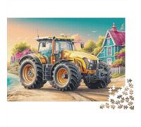 Tracteur sur Chemin de Terre, Puzzle DIY en Papier de qualité, Style scène de Ferme Rural, Stimulant pour l’Esprit, Petit Cadeau, 52x38cm/1000 pièces