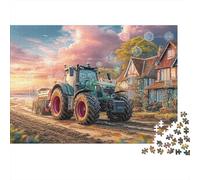 Tracteur sur Chemin Terre-Puzzle 1000 pièces Carton qualité supérieure,encadrer créer scène Rurale. Motif : Tracteur sur Chemin Terre. Ferme. Scène Ferme.se détendre et Passer Un Moment : 70 x 50 cm.