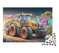 Tracteur sur la Route 1000 Pièces Amateurs De PuzzlesScène de Village colorée pour Adultes De Jeu pour Adultes Premium avec Défis Del'art DeLaDécoration 38x26cm/1000pcs