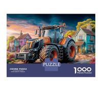 Tracteur sur la Route du Village Puzzle en Carton Solide 1000 Pièces, Art de scène de Ferme Rurale, Cadeau Amusant, Activité, Décoration Murale, Relaxation Mentale, Calme 70x50cm/1000pcs