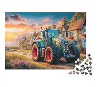 Tracteur sur la Route du Village Puzzle pour Tout Le Monde - 500 Piece Rural Landscape Painting Décoration Maison, Casse-tête Apaisant & Qualité Supérieure (500pcs (52x38cm))