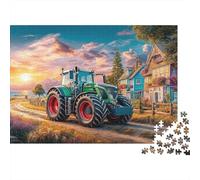 Tracteur sur Route de Campagne 1000 Pièces Amusants PuzzleRural Coucher de Soleil Art de Paysage pour Adultes De Jeu pour Adultes Premium avec Défis Del'art DeLaDécoration 38x26cm/1000pcs