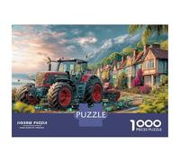 Tracteur sur Route de Village Puzzle 1000 Pièces Premium,Style Paysage Rural Finition Mat Anti-Reflet,Pièces Épaises,Cadeau De Qualité 70x50cm/1000pcs