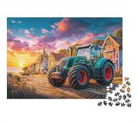 Tracteur sur Route du Village, Puzzle DIY en Papier de qualité, Art de Paysage de Coucher de Soleil Rural, pour Enfants 12 Ans et Plus, Petit Cadeau Amusant, 38x26cm/1000 pièces