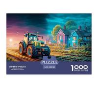 Tracteur sur Route Rurale Pièces À Structure Solide Colorful Village Scene Parfait pour Renforcer Les Capacités De Résolution Et Profiter du Temps Libre 52x38cm/1000pcs