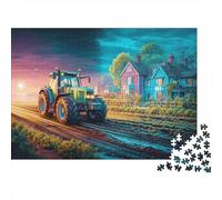 Tracteur sur Route Rurale Puzzle De 1000 Pièces Scène de Village colorée Élément Essentiel pour Les Soirées De Jeux en Famille, Adultes Et Enfants 38x26cm/1000pcs