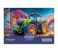 Tracteur sur une route de campagne Coffret Puzzle 1000 Pièces Papier Écologique Style d'art numérique vibrante Pour Seniors, Puzzle, Puzzle De Voyage, Cadeau De Noël Idéal Pour Grand-Parents 52x 70...