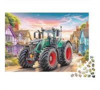 Tracteur sur Une Route de Village - Tableau Robuste à encadrer - Scène de Ferme - Puzzle de 1000 pièces pour Adultes - Anti-Stress - Divertissement à Domicile - Activité familiale - 52 x 38 cm