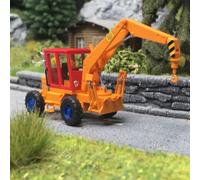 Tracteur TIH 445 avec crochet de grue, Orange & Rouge - BUSCH 54401 - HO 1/87