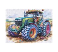 Tracteur Vert de Campagne 500 Pièces Puzzle Famille en Carton Haute Densité Difficulté Moyenne Activité Familiale Anti-Stress Loisir Créatif Jeu De Société Premium 500 PCS/52×38cm