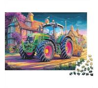 Tracteur Village Puzzle 1000 Pièces Très Bonne Qualité Senior Art Numérique Cadeau Fin D'année Activité Solo Impression Nette Carton Résistant 52x38cm/1000pcs