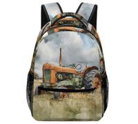 Tracteur vintage - scène de ferme rustiqueSac A Dos Cartable Garçon Ecole Sac D'école Décontracté Fille Pour École Excursion Camping VoyageOne Size