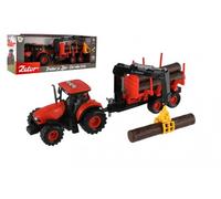 Tracteur Zetor avec ascenseur avec bras de chargement plastique 36cm sur volant d'inertie sur chauve-souris. avec monde. avec son. en carton.