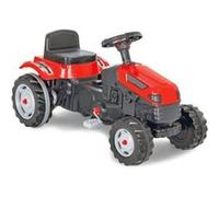 JAMARA- Strong Bull Tracteur à pédale Anti-basculement, entraînement par pédalage, système de Volant, siège réglable, klaxon, attelage de remorque, Poids Maximum 60 kg, 460796, Rouge
