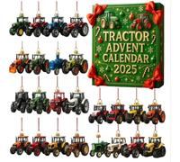 Tracteurs Calendrier de l'Avent pour Enfants Garçons, 24 Jours Décorations Amusantes en 2D sur le Thème des Tracteurs Voitures, Coffret Cadeau pour les Amateurs de Tracteur Agricoles et les Familles