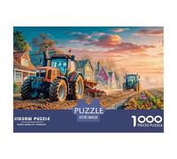 Tracteurs champ de labourages Matériau Cartonné De Qualité Rural Sunset Farm Scene Pièces Imbriquées Précises, Jeu Cérébral Idéal Pour La Détente, La Réduction Du Stress Et Les Loisirs 38x26cm/1000pcs