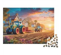 Tracteurs labourant Champ 1000 Piece Sturdy Paper Board Art paysag Couch Jigsaw Puzzles for Teens Digital Detox Home Decor Recycled Cardboard Anti-Glare 52x38cm/1000pcs