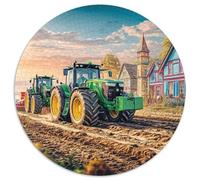 Tracteurs Labourant Champ 1000 Pièces Puzzle Circulaire Paysage Ferme Coucher de Soleil Campagne Adulte Enfants Pression Réduite Jeu D'Intelligence Décoration Moderne 1000pcs (67.5x67.5cm)