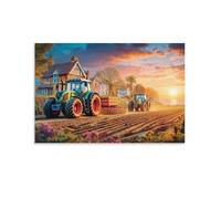 Tracteurs labourant Le Champ 57x87cm