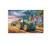 Tracteurs sur Une Route ruraleDéfis Parfait Soie de Jeu Bricolage Maison Décoration Murale Cadeaux Noël Nouvel an Anniversaire 50x70cm