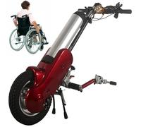 Traction électrique pour fauteuil roulant, roue de 12 pouces, traction 400 W, batterie 36 V/15 Ah, éclairage avant, 3 vitesses réglables, fixation pour handbike, rouge moyen