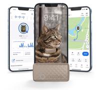 Tractive Traqueur GPS et Surveillance de la santé pour Chats (2,9 kg et Plus) - Leader du marché - Alertes de Bien-être et d'évasion | Étanche | Fonctionne avec n'importe Quel Collier (Marron)