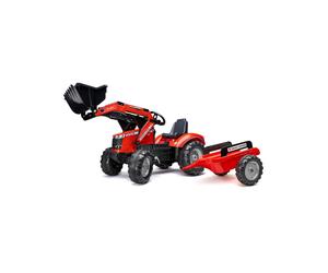 Tractopelle À Pédales Avec Remorque Rouge Massey Ferguson TU