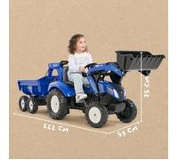 Tractopelle à pédales New Holland - FALK - Excavatrice et Remorque - 100% Fabriqué en France - 50% de plastique recyclé - Dès 3 ans